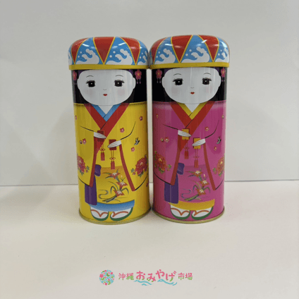 さんぴん茶　琉装花笠人形缶（黄・ピンク）　1.5g×10Pの商品画像