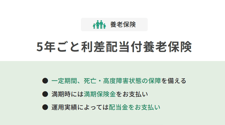 5年ごと利差配当付養老保険の商品画像