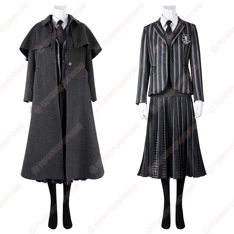 高品質 実物撮影 ウェンズデー Wednesday ネヴァーモア学園制服 アダムス・ファミリー ドラマ 風 コスチューム コスプレ衣装の商品画像